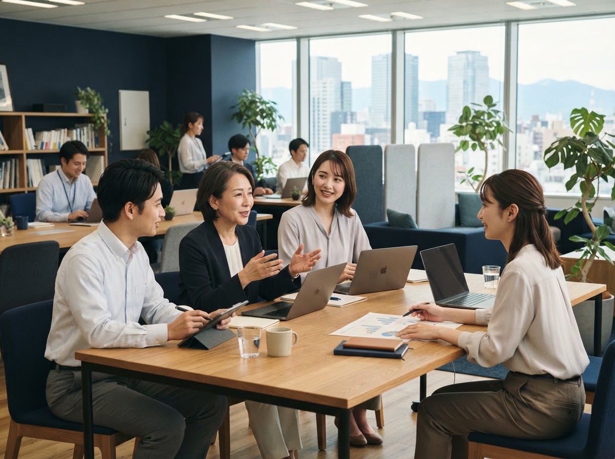 Basedoption-日本国のオフィスでのデータ分析業務の様子